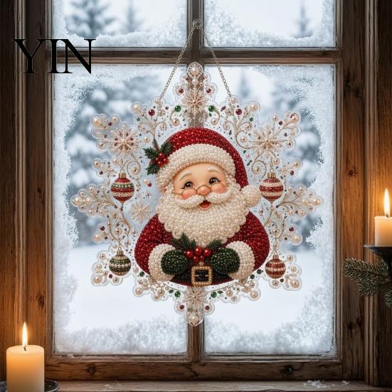 Weihnachts Bastelsets für Erwachsene Perlmutt Malerei Sonnenfänger Kunst-Set, Acryl Schneeflockenform Brett Dekorative Edelstein Schmucksteine Sets mit