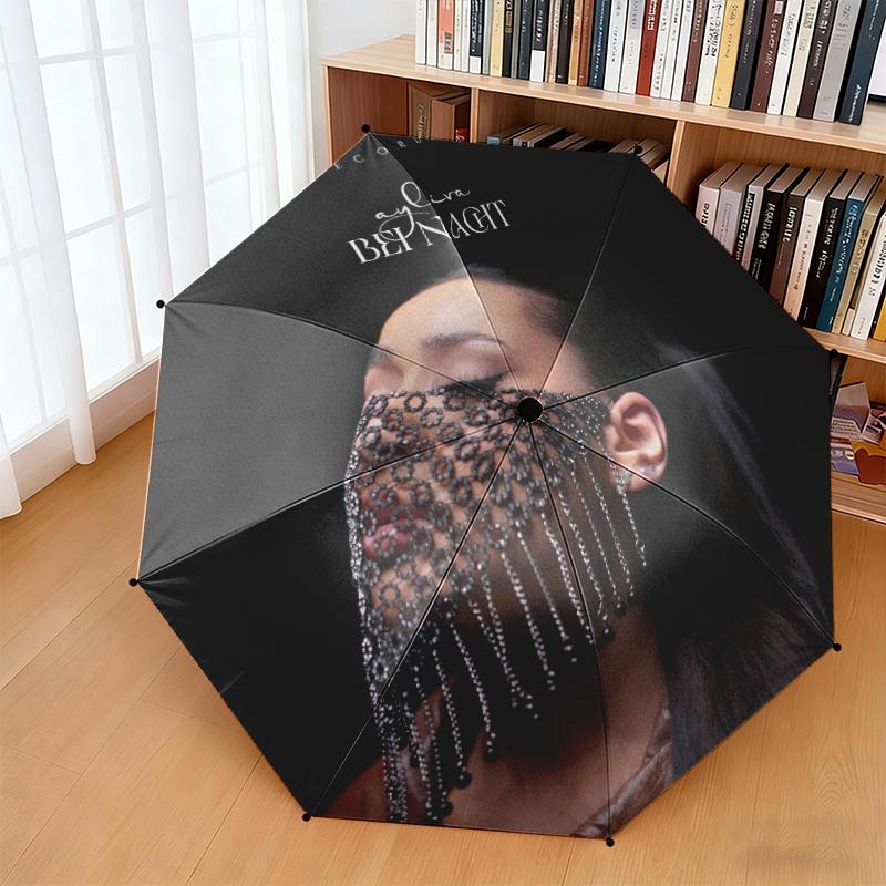 1pc Ayliva Exquisite Poster Art Umbrella Portable Folding Umbrella Iron Frame Hole Bone Structure Outdoor Home Umbrella