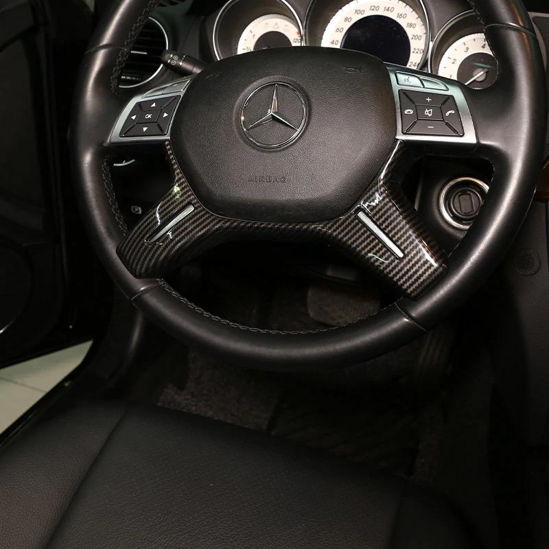 Ανθρακονήματα για Mercedes Benz C Class W204 C180 C200 2011-13 CarABS Διακόσμηση τιμονιού Διακοσμητικό E ML GL Class W212 X166