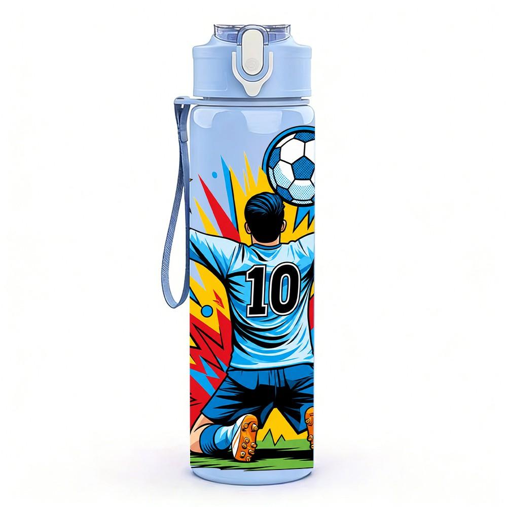 1PC Dynamic Soccer Player Kick Ball 750ml Color Plastic Sports Water Bottle Leakproof Flip Straw Lid Suitable for Sports Office Home Use