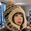 Wool hat female retro shows small face, winter plush thickened warm riding ear protection cold Lei Feng hat tide