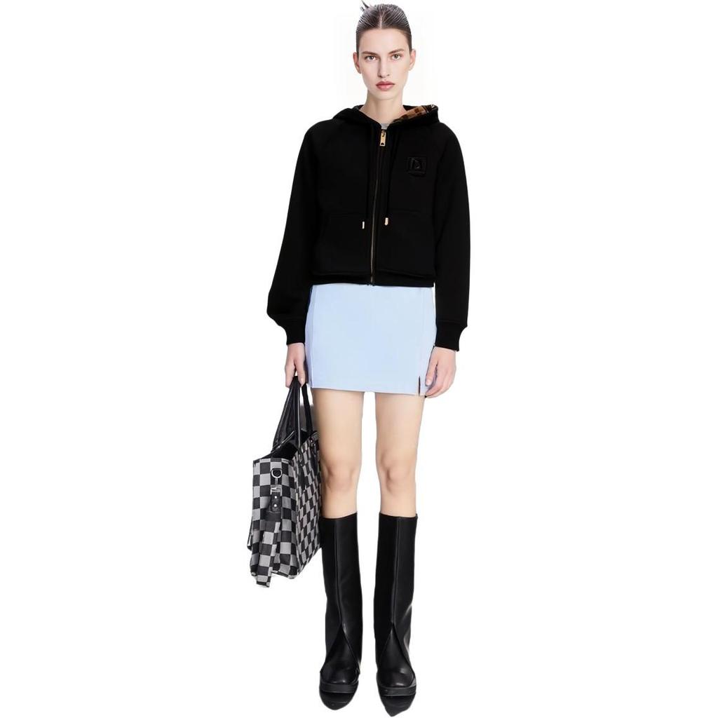 Burberry Damen Letter Grafik Baumwollmischung Reißverschluss Hoodie Schwarz 80615541