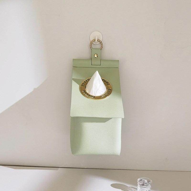 Lær Toalettpapirboks Enkel montering Ikke skade vegg Hengeholder Rulleholder Papirhåndkleholder for Kjøkken Bad