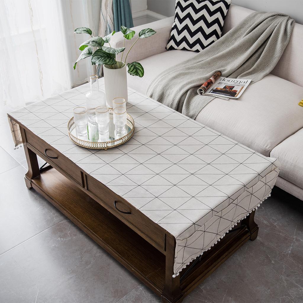 Now Simple Ins Coffee Table Cloth Dining Table Cloth Cotton And Linen Living Room Tv Cabinet Cover Cloth Multi-Purpose Cover Towel Pocket Design