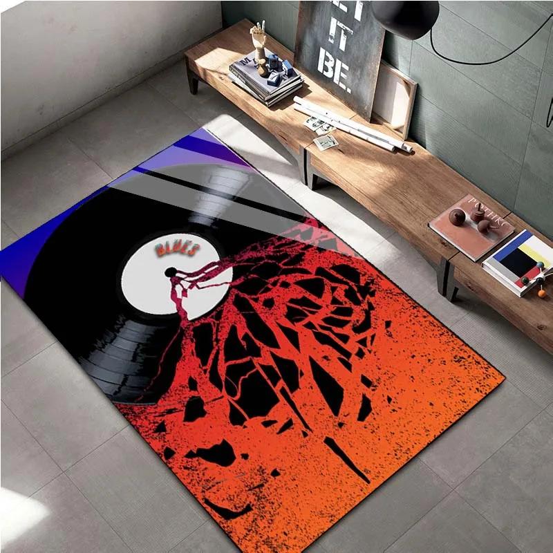 

Vinyl Turntable Pattern Area Rug Record Player Carpet for Living Room Bedroom Non-Slip Floor Mat Music Lover Home Decor 80x120cm