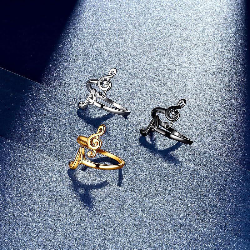 Personalized Fashionable and Versatile Musical Note Music Notebook Enthusiast Adjustable Finger Ring Finger Ring for Men