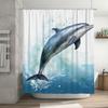 Watercolor Dolphin Shower CurtainModern Waterproof Fabric with Blue Splash Print for Bathroom Decor 180 x 274cm (Large Size)