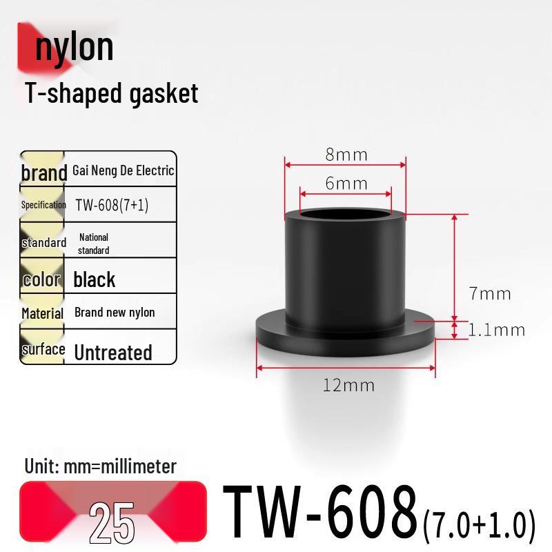 T-shaped Nylon Gasket Ring Screw Shaft Sleeve, Round Concave-Convex Insulation Pad, M2-M35