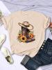 Cartoons Unisex Tshirts Cowboy Riding Boots Sunflowers Printed Tees Oneck Comfortable Soft Short Sleeve Summer Female Clothes