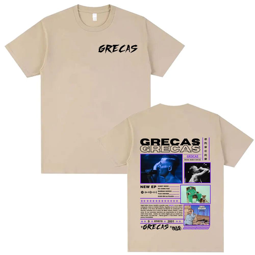 Rap Singer Grecas Album Tour 2025 Pattern Tshirt Men Harajuku Hiphop Tshirt Summer Pop Music Oversized Tshirt S