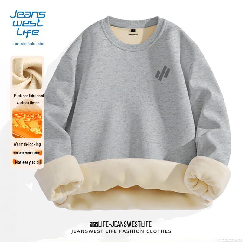 JEANSWEST LIFE Men's Heavyweight Fleece Crew Neck Sweatshirt