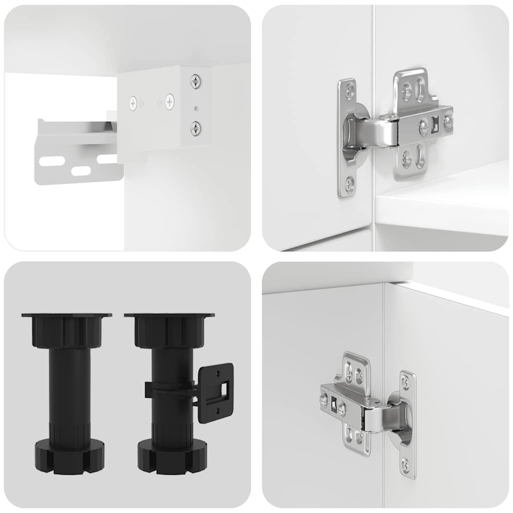 7 Piece Kitchen Cabinet Set Lucca White Wood Based Material