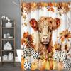 Fall Harvest Pumpkin Calf Floral Shower Curtain, Bathroom Decorative Shower Curtain, Waterproof Shower Curtain with Hooks