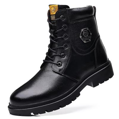 Módní zimní pánské boty z hovězí kůže a vlny Nový designérské ležérní pánské bavlněné boty s měkkou podrážkou Módní teplé kotníkové boty na platformě pro muže