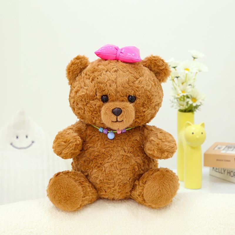 Cute Bear Bow Plush Toy Cute Cartoon Girl Child Bedroom Decoration Doll Gift