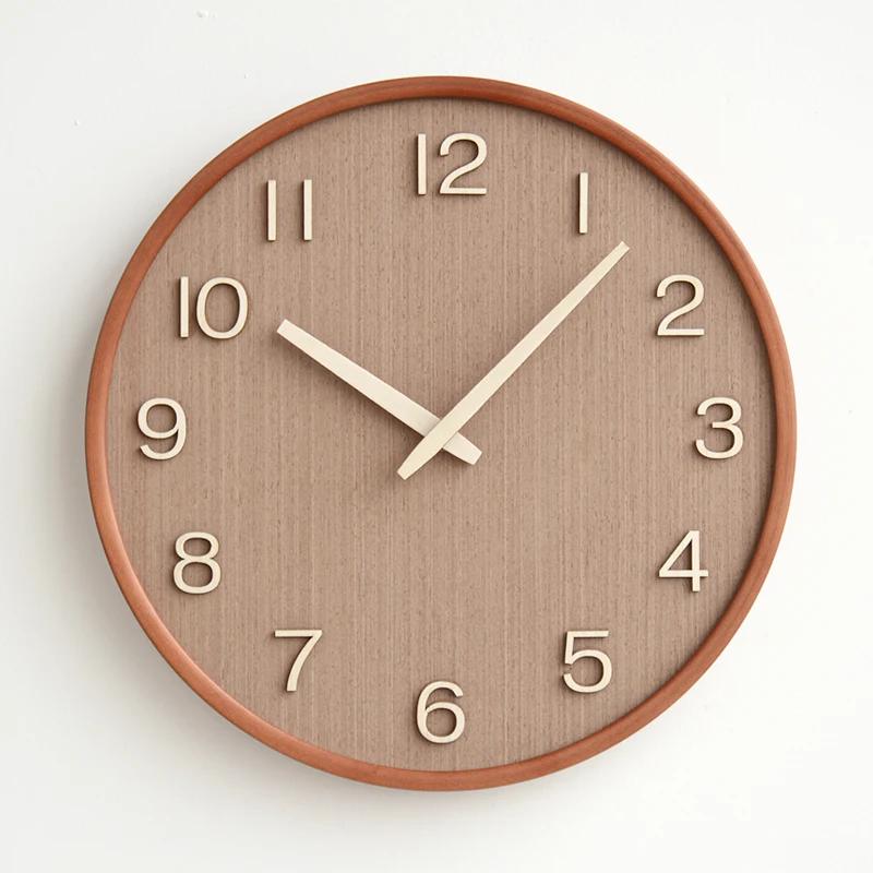 

Japanese Art Wall Clock Modern Design Creativity Digital Wall Clock Living Room Nordic Wooden Bamboo Creative Wall Decoration 12 inches