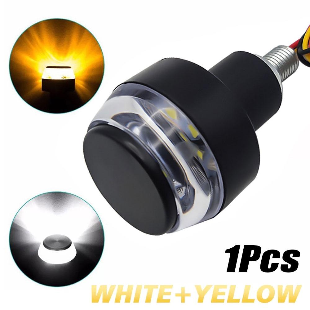 

1/2Pcs Flashing Motorcycle Turn Signals 22mm End Blinker Durable Corner Lamp for Moto Handle Bar 1Pcs wihte/yellow