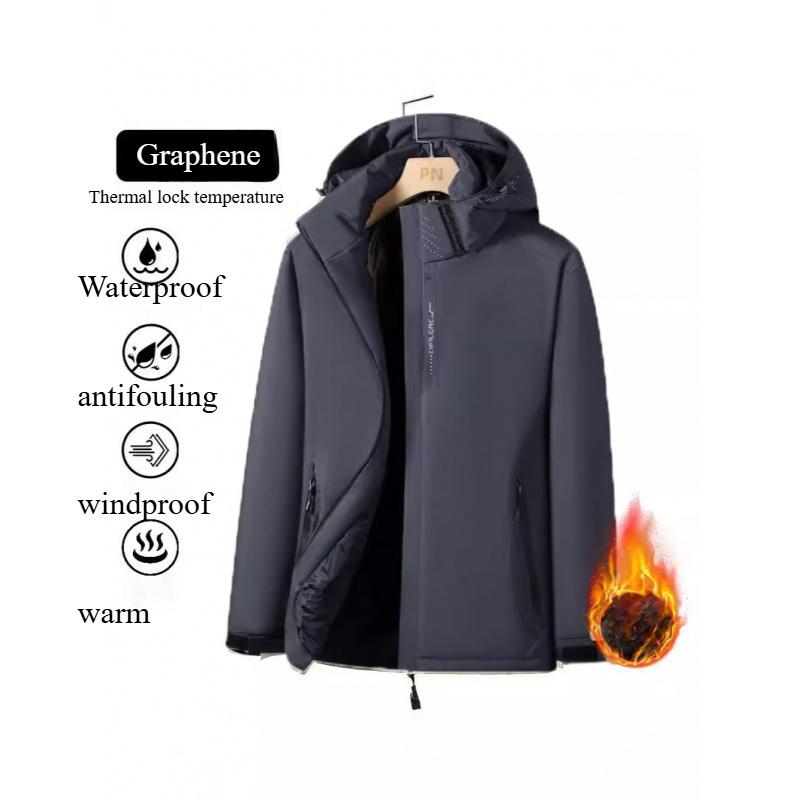 Upgraded Graphene Jacket Men's Autumn and Winter Fleece Thickened Warm Cotton Clothing Windproof and Waterproof Climbing