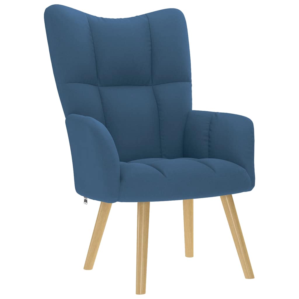 Relaxation Armchair with Footstool Blue Fabric