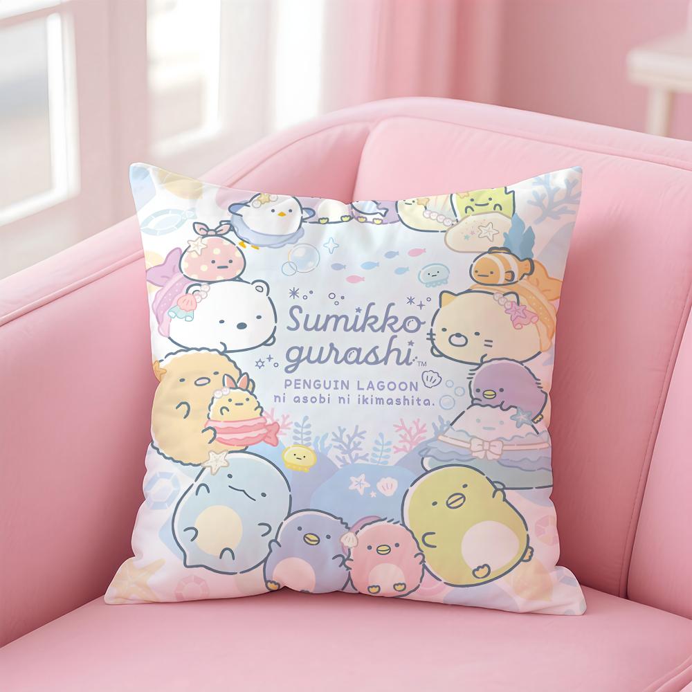 S-Sumikko Gurashi Cushion Cover Pillow Case Soft Friendly Fabric & Concealed Zipper