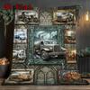 Vintage Vehicle Tapestry 2D Flat Pattern Flannel Blanket, High Quality All Seasons, Home Decor, Warmth and Comfort, Perfect for Christmas Gifts.
