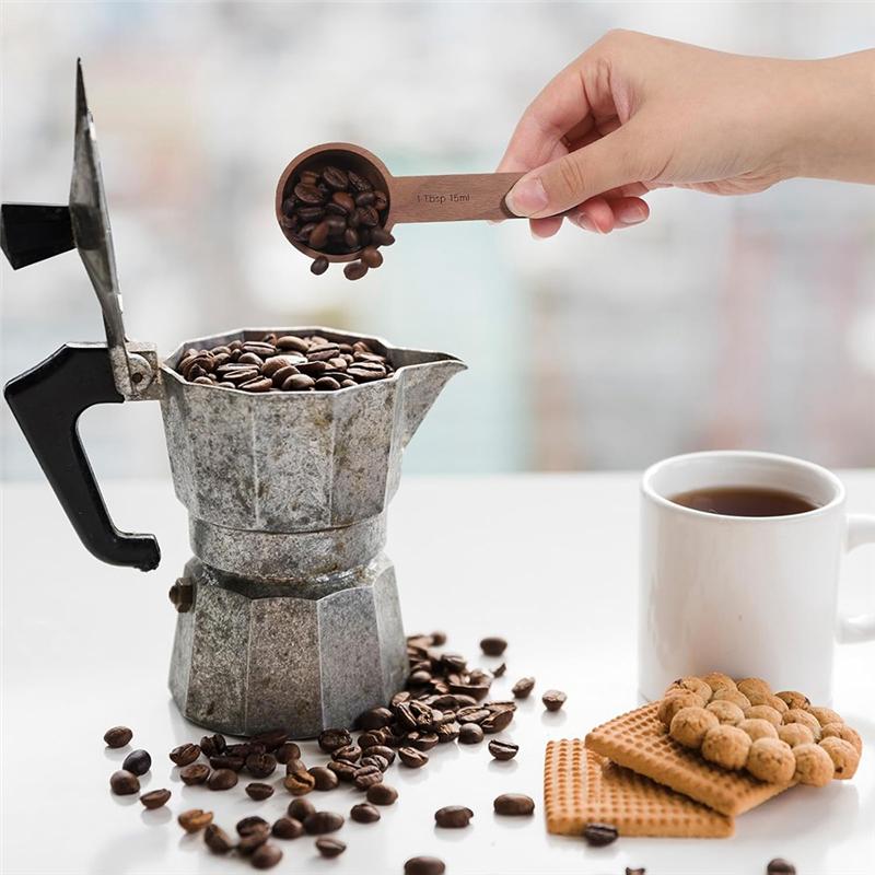 A03F-Walnut Wooden Coffee Scoop For Jars, Coffee Scoop For Ground Coffe Handmade Tablespoon Measuring Spoon For Coffe Beans