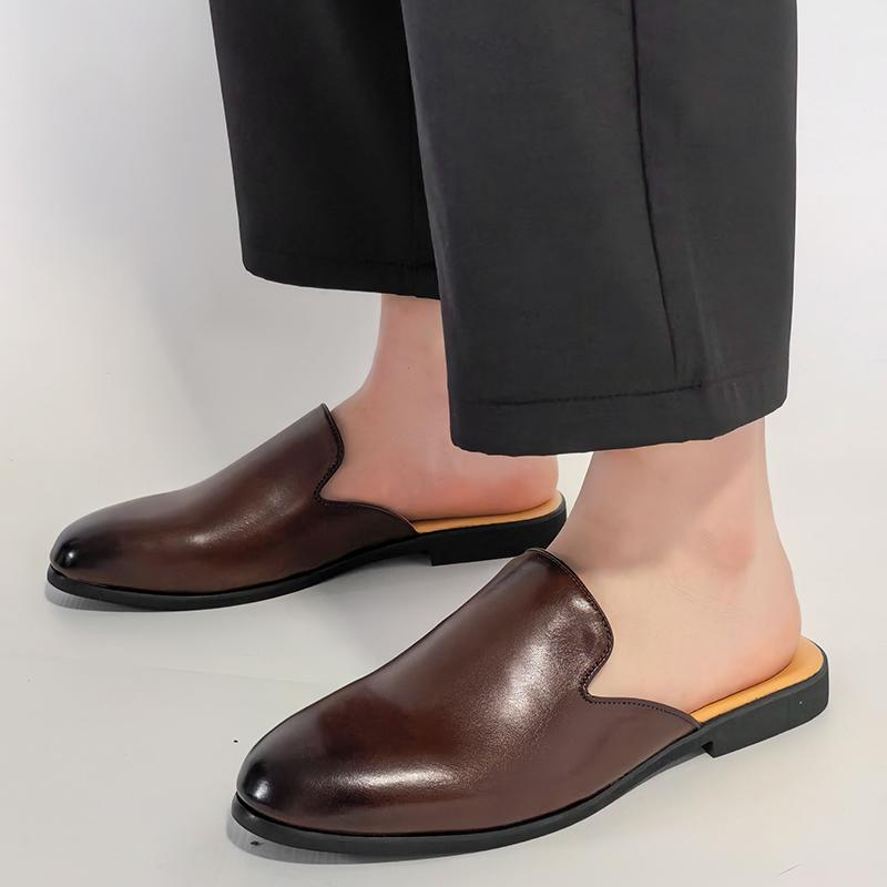 Übergröße 45 46 Slip-On Mules Freizeitschuhe Loafer Lässige Halbschuhe Für Herren Ledersneaker Backless Slides Sandalen