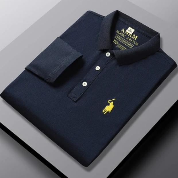 Cotton Striped Shirt Middle -Aged Men 'S Long -Sleeved T -Shirt Middle -Aged Men 'S T -Shirt