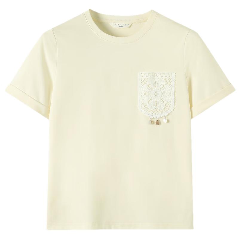 

TonLion Women s Woven Panel Mid-Sleeve T-Shirt M