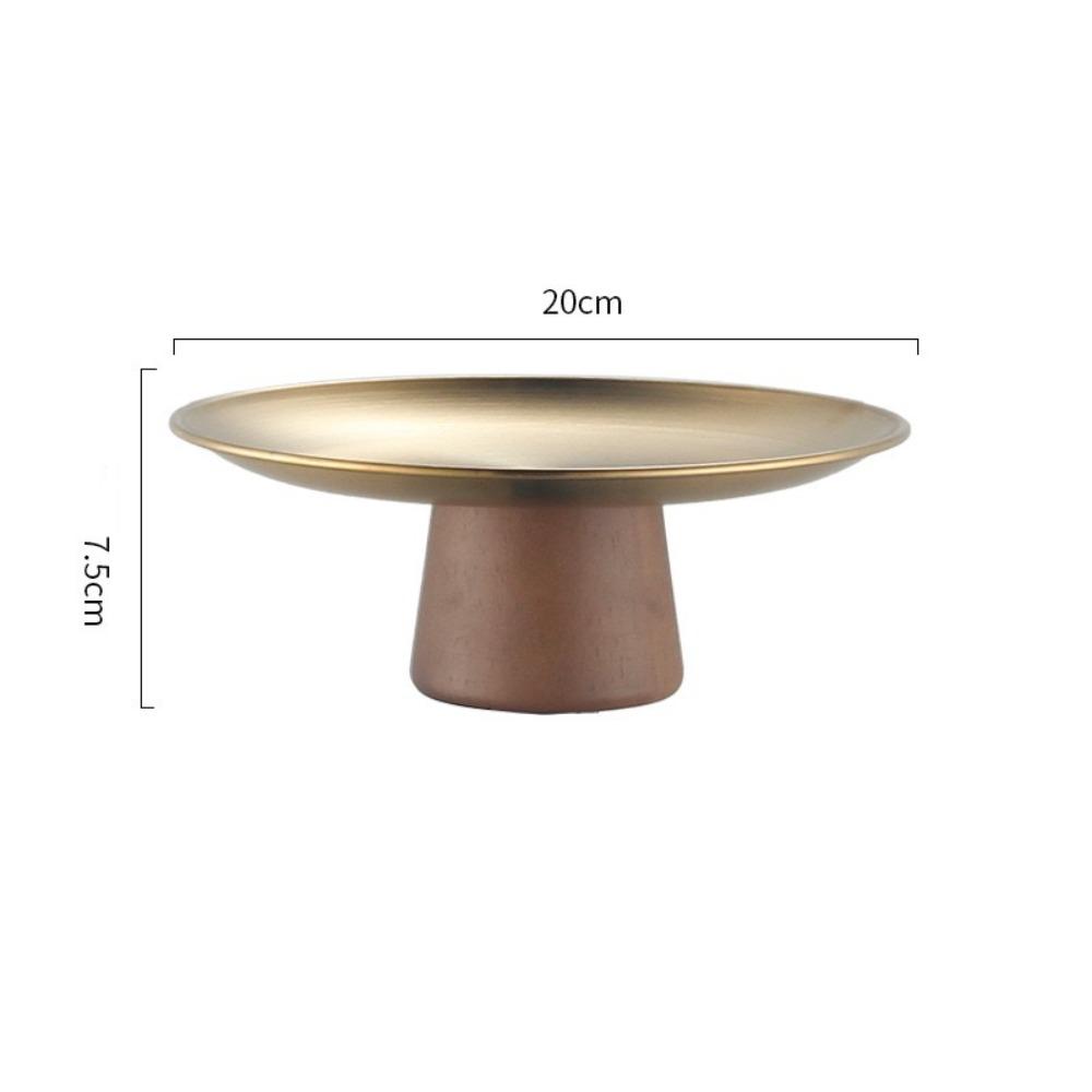 Stainless Steel High Foot Tray Wooden Base Fruit Display Plate New Dessert Plate Home Decoration