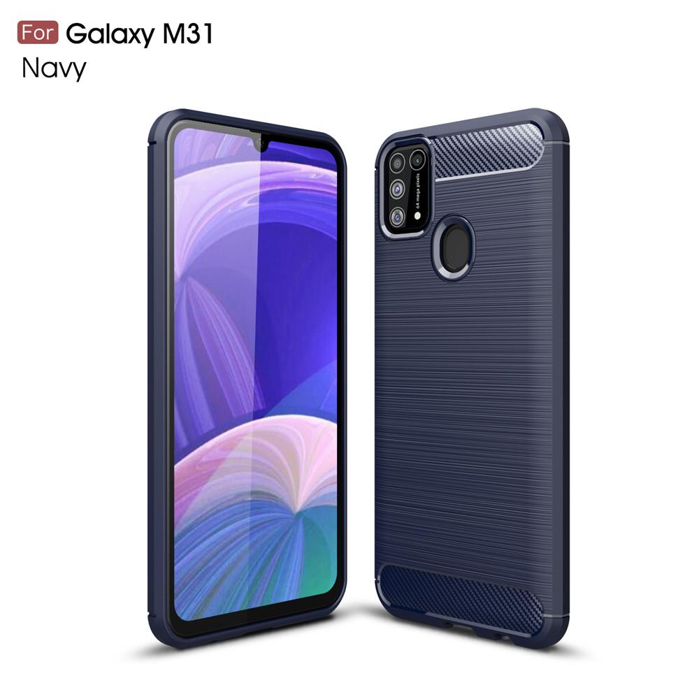 

Для Чехол Samsung Galaxy M21 Чехол Samsung M21 Capas Ударопрочный Бампер для телефона из углеродного волокна Мягкий чехол из ТПУ для Samsung M21 Fundas For Samsung M21 синий