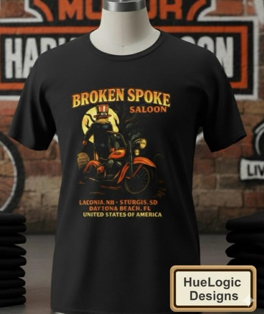 Broken Spoke Saloon Bike Week T-Shirt Laconia Sturgis Daytona Biker Rally Shirt Unisex T-Shirt XXXXL