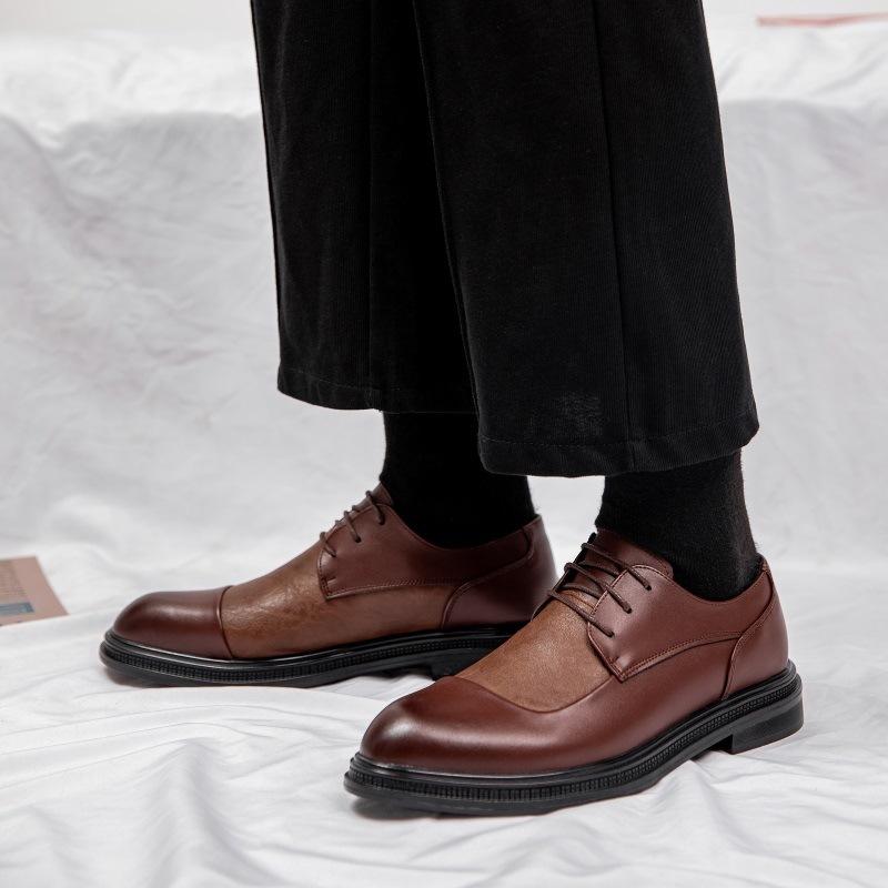 

Кожаные туфли мужские на широкую ногу большого размера из мягкой кожи для торжественной одежды, для увеличения роста внутри, на толстой подошве, черные, повседневные, свадебные туфли для жениха 46