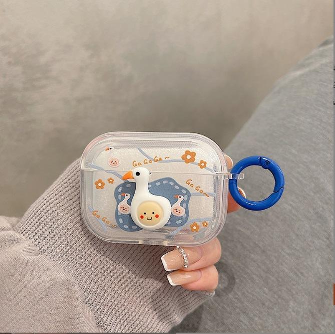 Stereo duck for apple AirPods pro1/1/1 generation bluetooth wireless headset cover cute transparent soft case