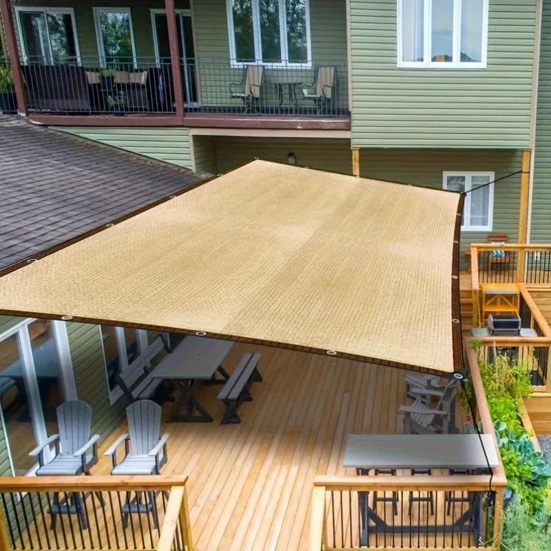 Dickes strapazierfähiges PE Garten Sonnenschutznetz, Beige - Große quadratische UV-Blockierung, Sonnensegel für Außenbereich Terrasse und Hofschutz
