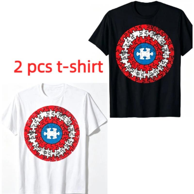 Red White Blue Print Men's T-Shirts Summer Fashion Street Outdoor Casual T-shirt Tops for Men's and Women's Tees Top
