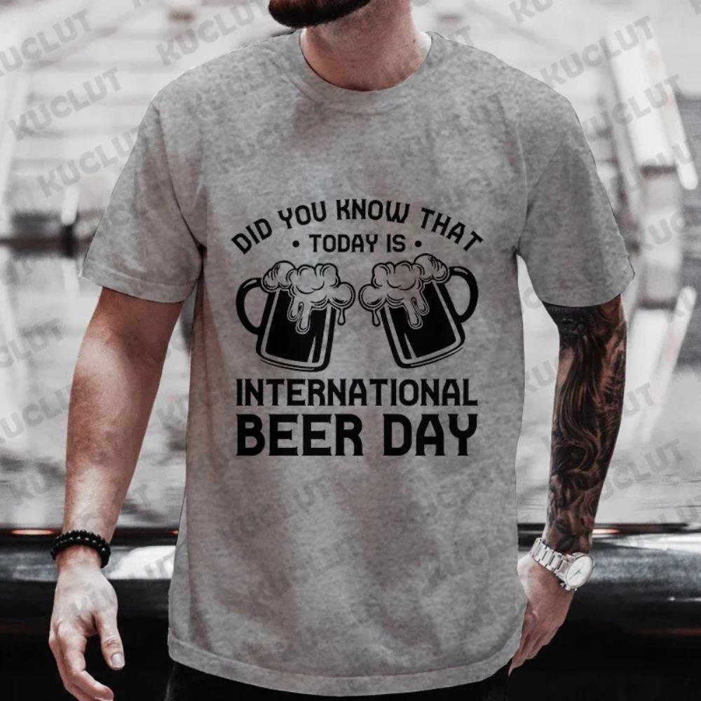 Beer DAY Fashion Graphic Men's T-shirts Funny Clothes Plus Size Matching Shirts Outfit Streetwear Y2k Clothes Short Sleeve Tees