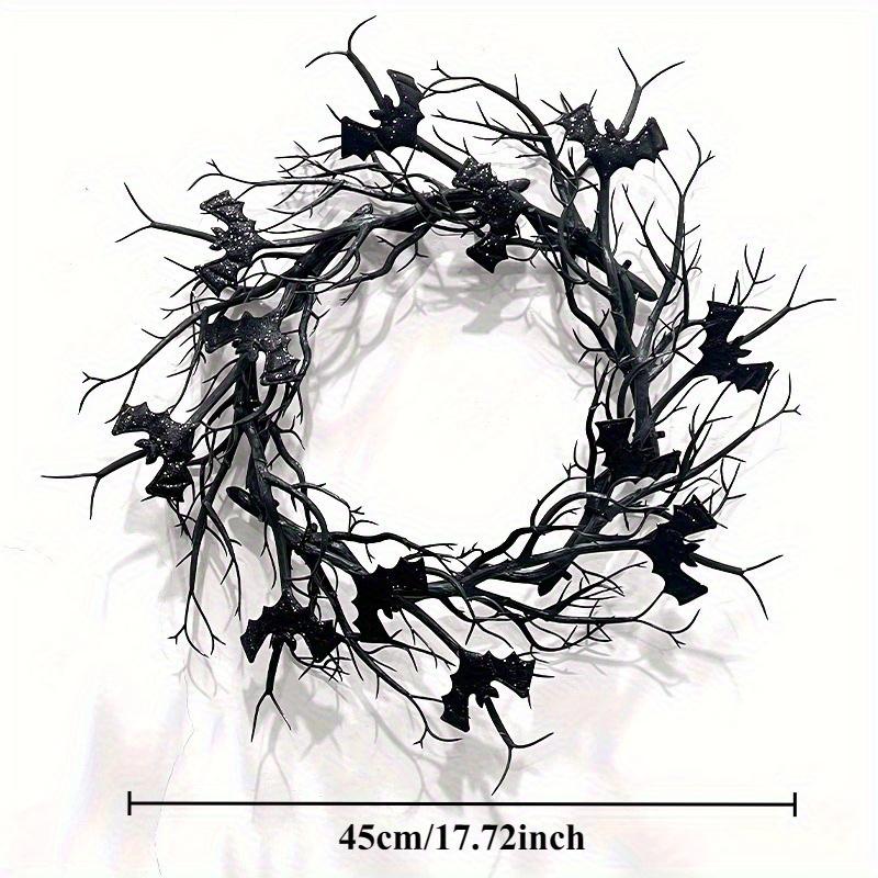 Halloween Wreath with Fake Raven - Spooky Black Plastic Hanging Decoration,for Haunted Houses,Fall Parties,Thanksgiving and Day