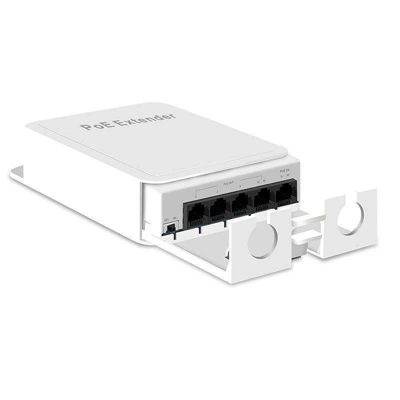 

1Pcs 100/1000Mbps Outdoor Network Ip55 Vlan 44-57V For Poe Camera Wierless Ap 5 Port Waterproof Poe Extender Repeater 100M