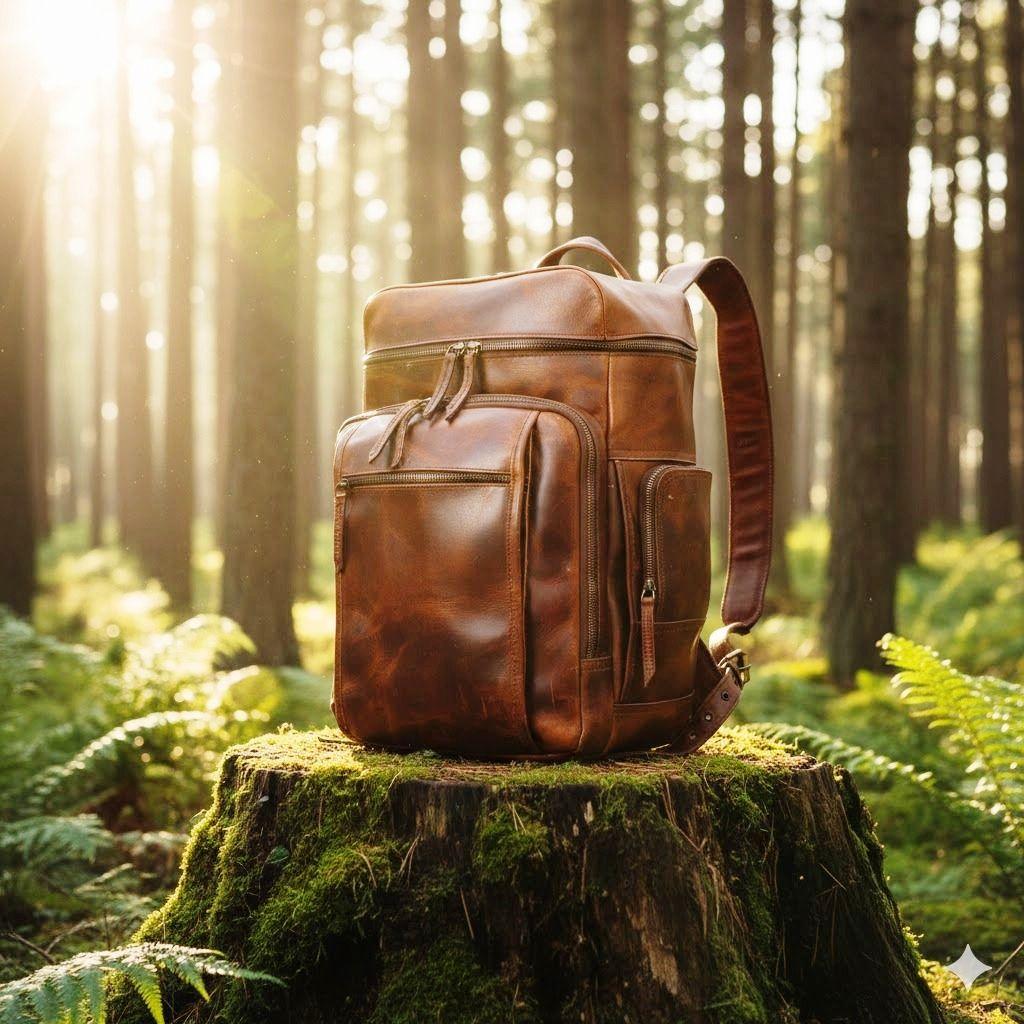 

Шкіряний рюкзак ручної роботи у західному стилі, великий рюкзак для студентів і офісів, унісекс, 15-дюймовий рюкзак для ноутбука зі шкіри буйвола, вінтажна дорожня сумка коричневий