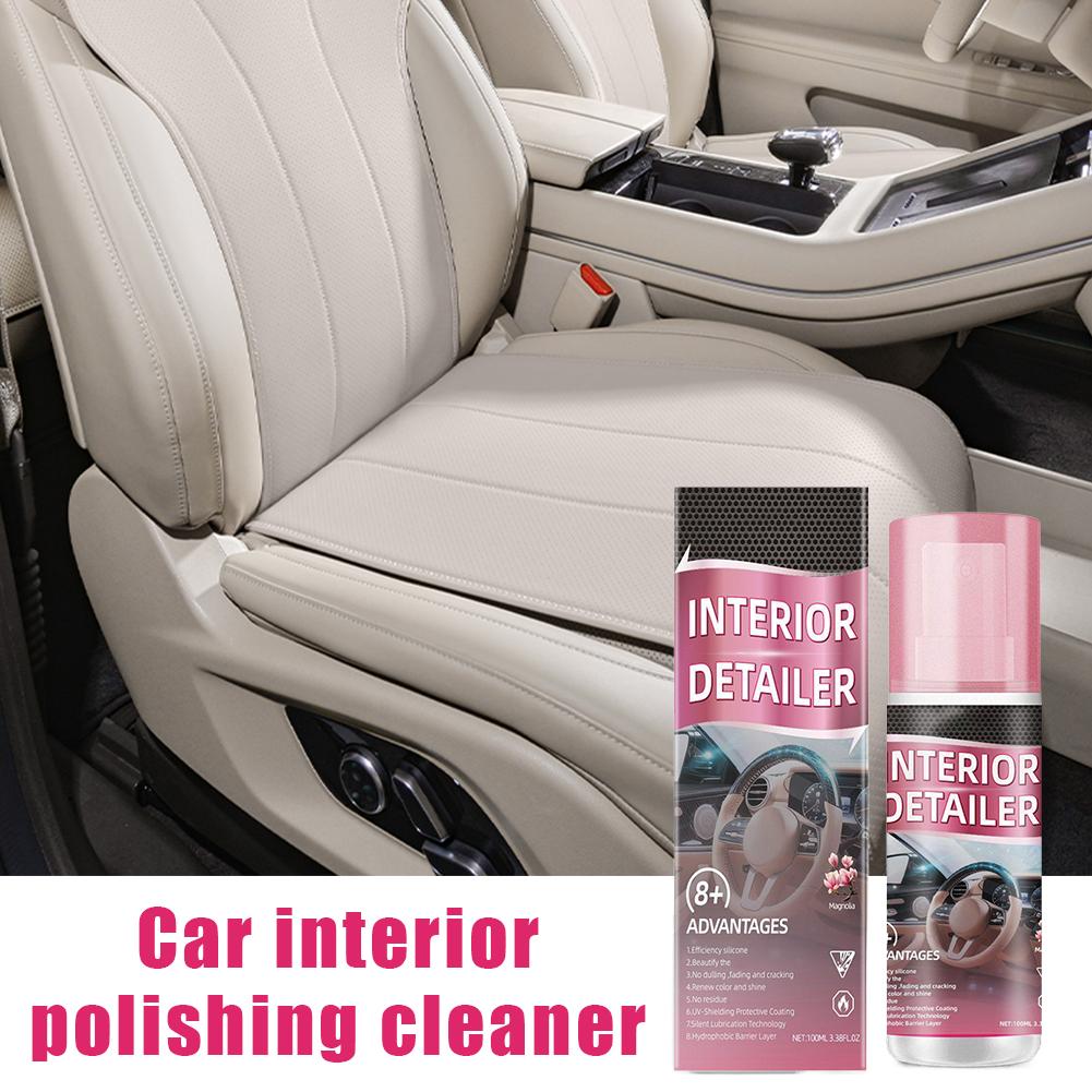 Pulitore Lucidante per Interni Auto 100ml, Senza Risciacquo Multiuso Interior Detailer Spray, Pulitore per Pelle Plastica per Auto Divano Casa