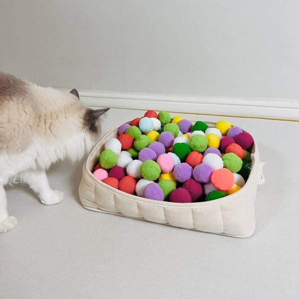 Petka hračka pro kočky vlněná kulička 100P 4cm 1 balení, náhodná barva