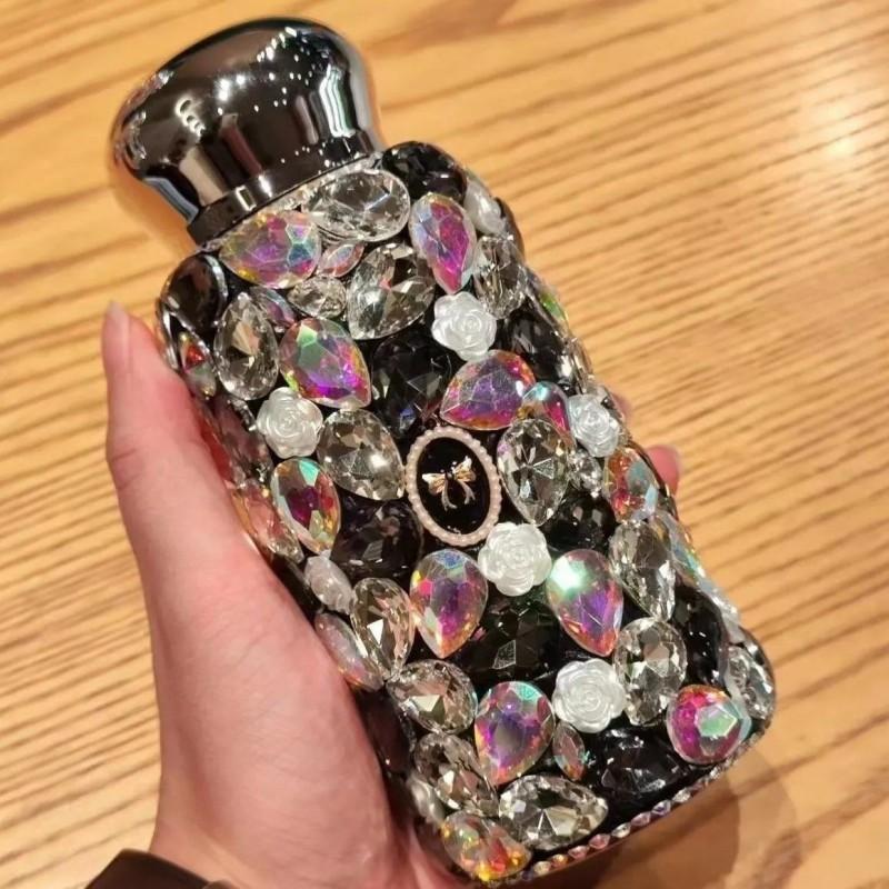 Stainless Steel Insulated Tumbler With Full Rhinestone Decor Women 220ml Vacuum Flask Office Travel Gift