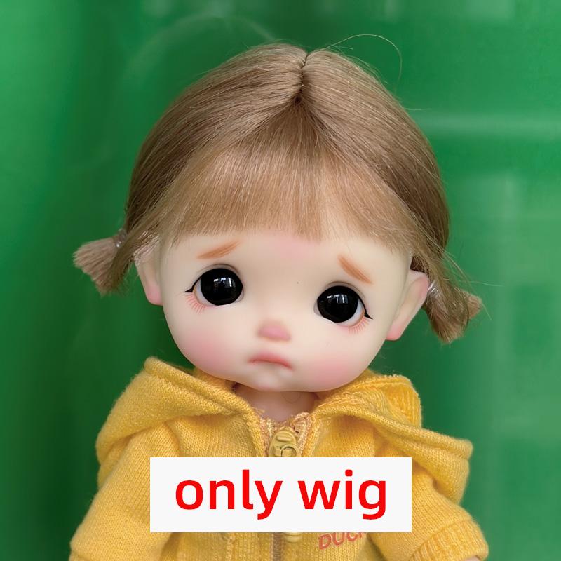 

Doll Wig Bangs Ponytail Curly Soft Mohair Wig Suitable for Ob11, 1/12bjd, 1/8BJD Doll Wig Doll Accessories only wigs