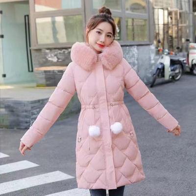 Autumn and Winter Korean Version Slim Fit Warm Down Jacket, Fashionable Mid To Long Down Cotton Jacket, Fur Collar Cotton Jacket, Casual Cotton Jacket