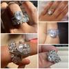 Fashion 2Pcs/Set Women Rings with Dazzling Cubic Zirconia Romantic Teardrop CZ Ring Wedding Engage Party Lady's Jewelry
