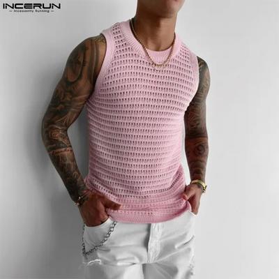 Mesh Men Sleeveless Casual Hollow Out Tank Tops
