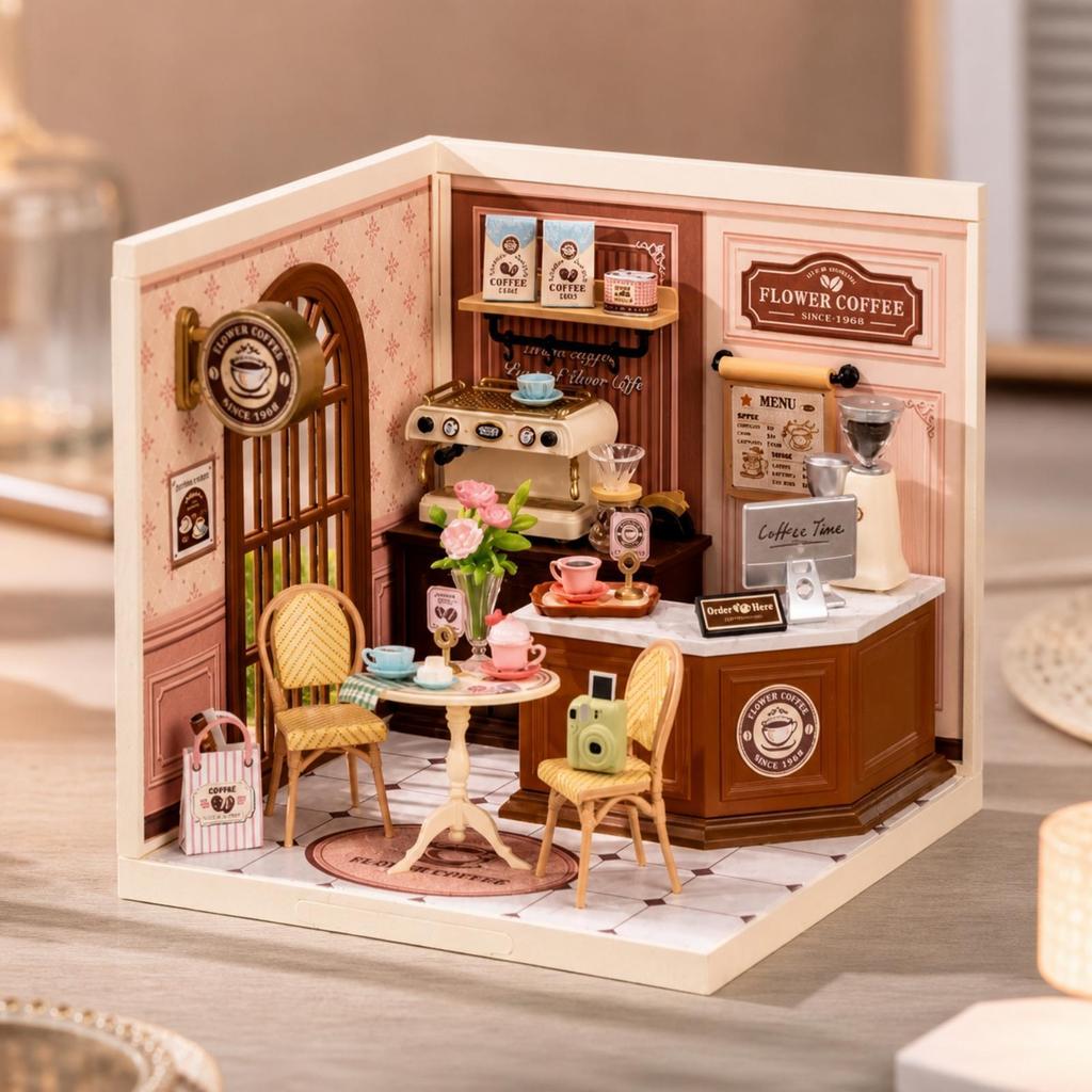 Display-Friendly Miniature Shop Diorama Detailed with Dust Protection