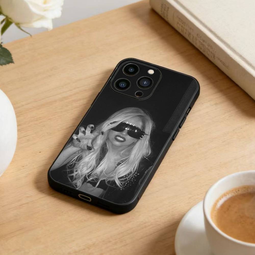 D-Lady Gaga  Phone Case For iPhone17,16,15,14,13,12 Plus,Max Soft Silicone Black Cover