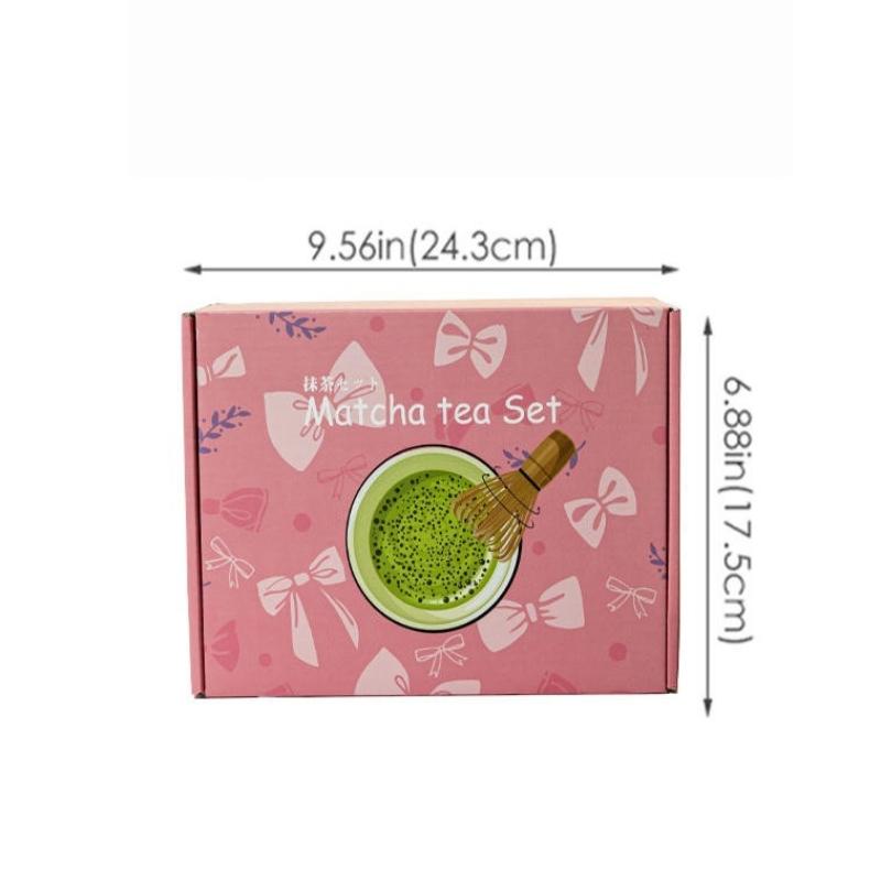 5Pcs Pink Japanese Style Matcha Making Kit Ceramic Matcha Bowl Cute Tea Cup With Spout Complete Tea Brewing Matcha Tea Set